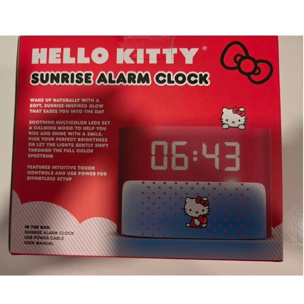 Hello Kitty Sunrise Alarm Clock Pink Multicolor LED USB Powered Sanrio NIB‎